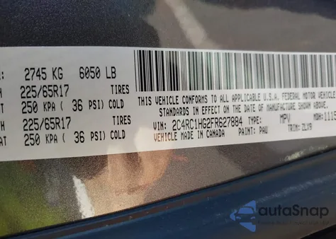 2015 Chrysler Town & Country S z USA, uszkodzony, nr VIN 2C4RC1HG2FR627884